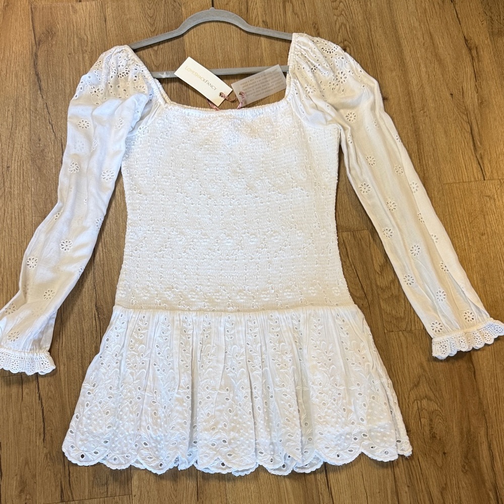 LoveShackFancy Jayce Dress Antique White Size M NWT Beautiful